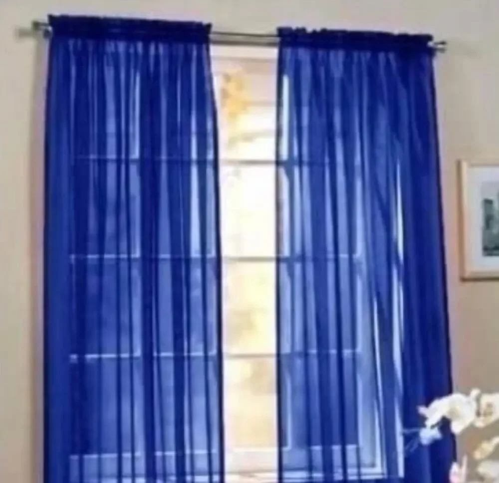 2 Pieces Blue Sheer Window Panels
